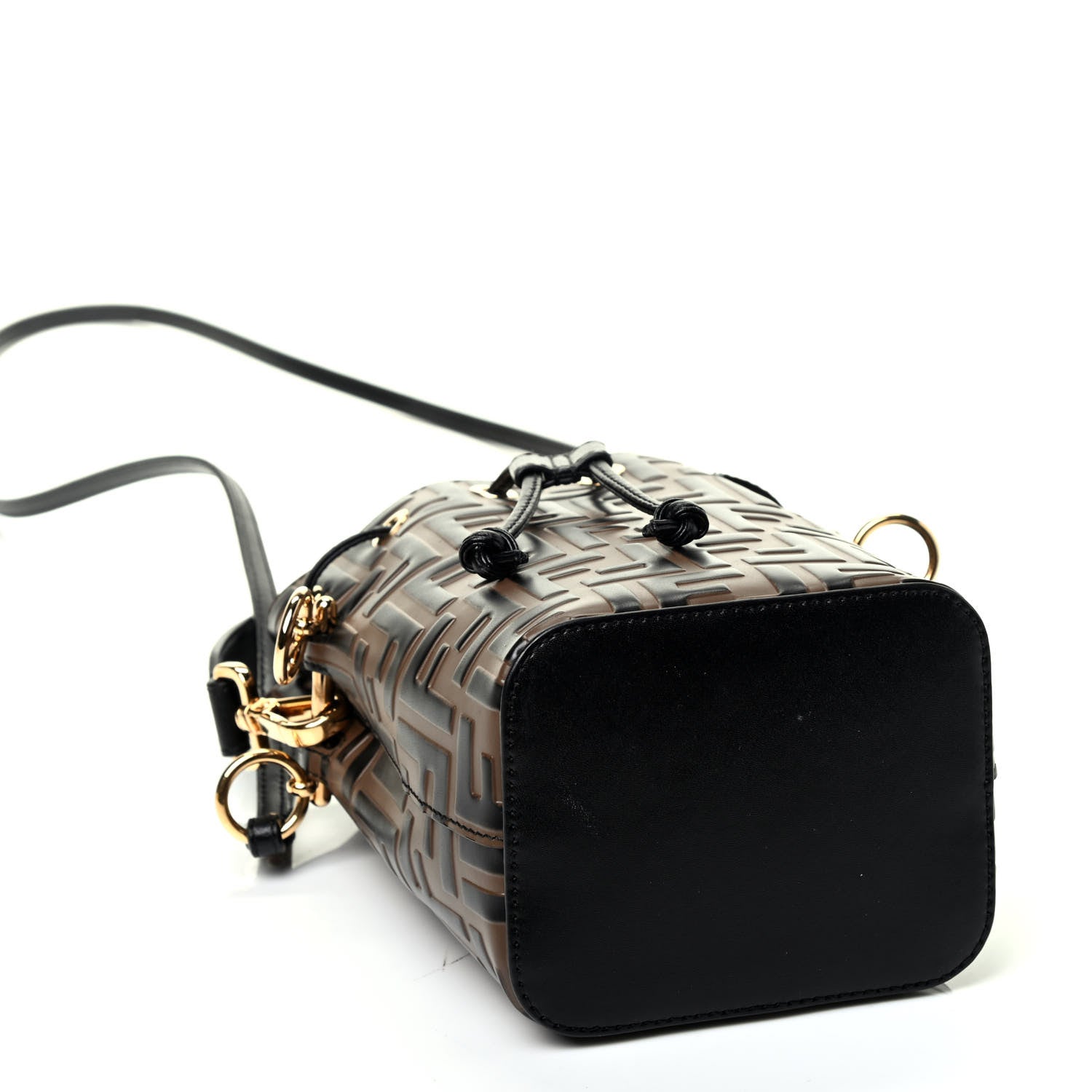 Fendi Vitello Liberty F is Fendi Bi-Color FF 1974 Embossed Mini Mon Tresor Bucket Bag Maya Black 7 of 16