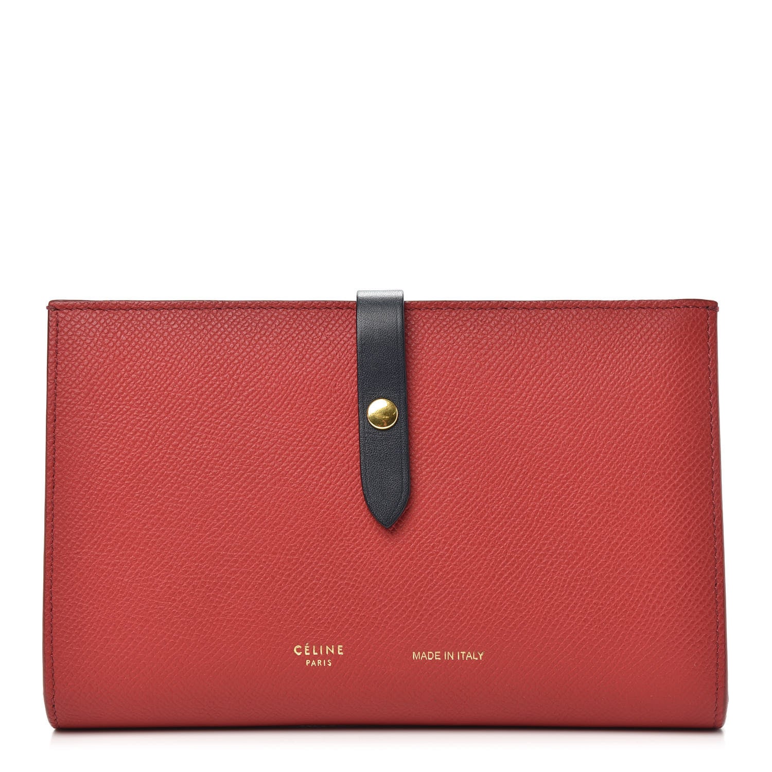 Celine Grained Calfskin Large Multifunction Strap Wallet Coquelicot 1 of 10