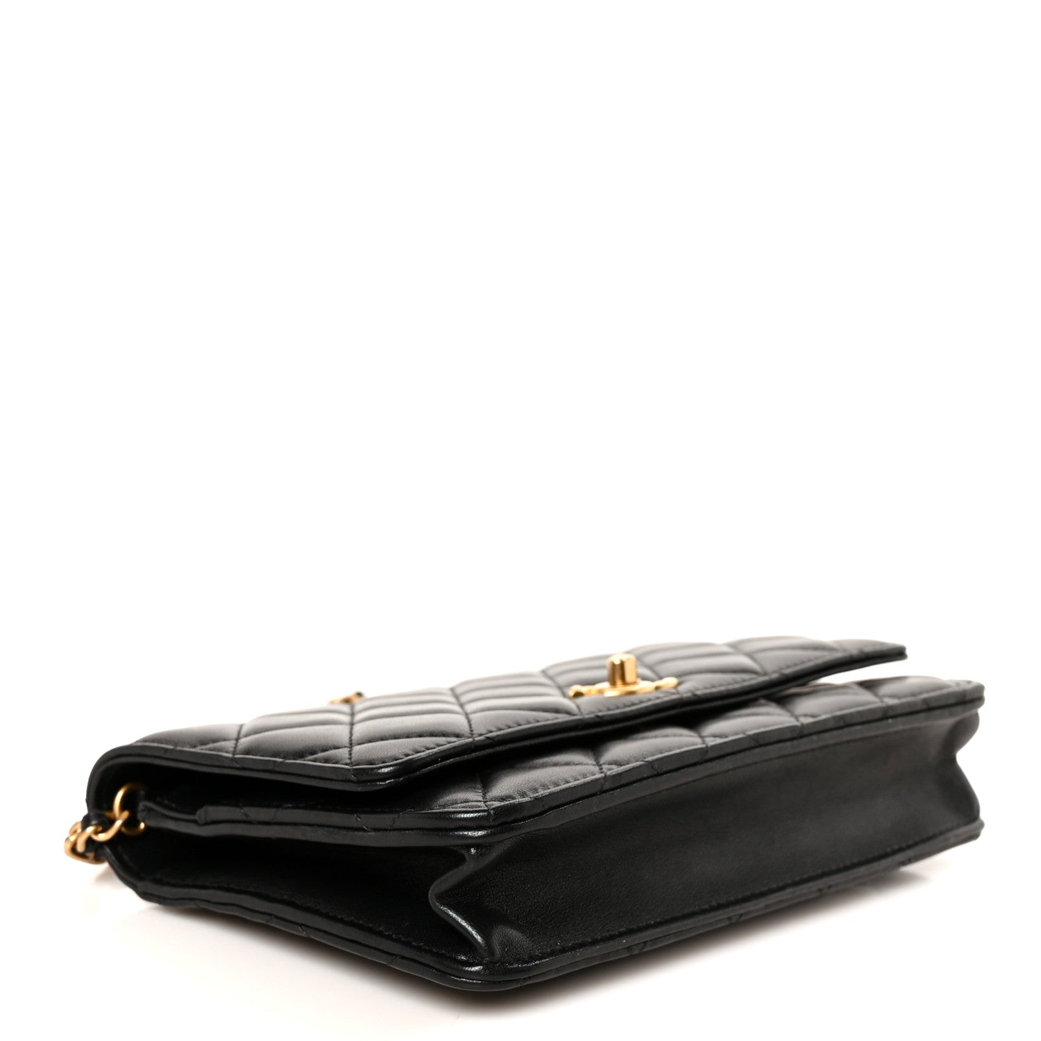 Chanel Lambskin Quilted CC Pearl Crush Wallet on Chain WOC Black 4 of 11