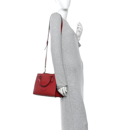 Gucci Dollar Calfskin Medium Soho Top Handle Satchel Hibiscus Red 2 of 16