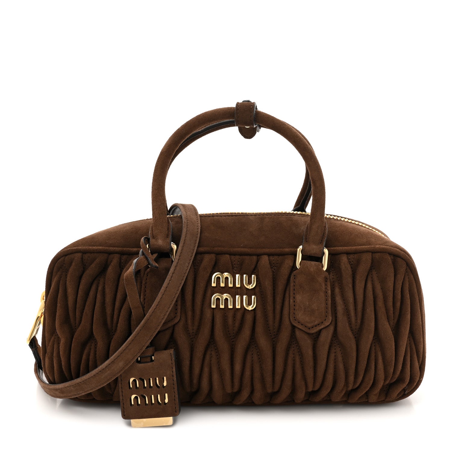 その他 miu Miu Miu Suede Matelasse Large Arcadie Top Handle Bag Cocoa Brown