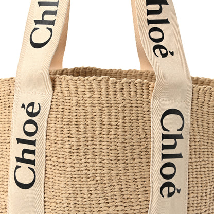 Chloe Raffia Large Woody Tote White 7 of 9