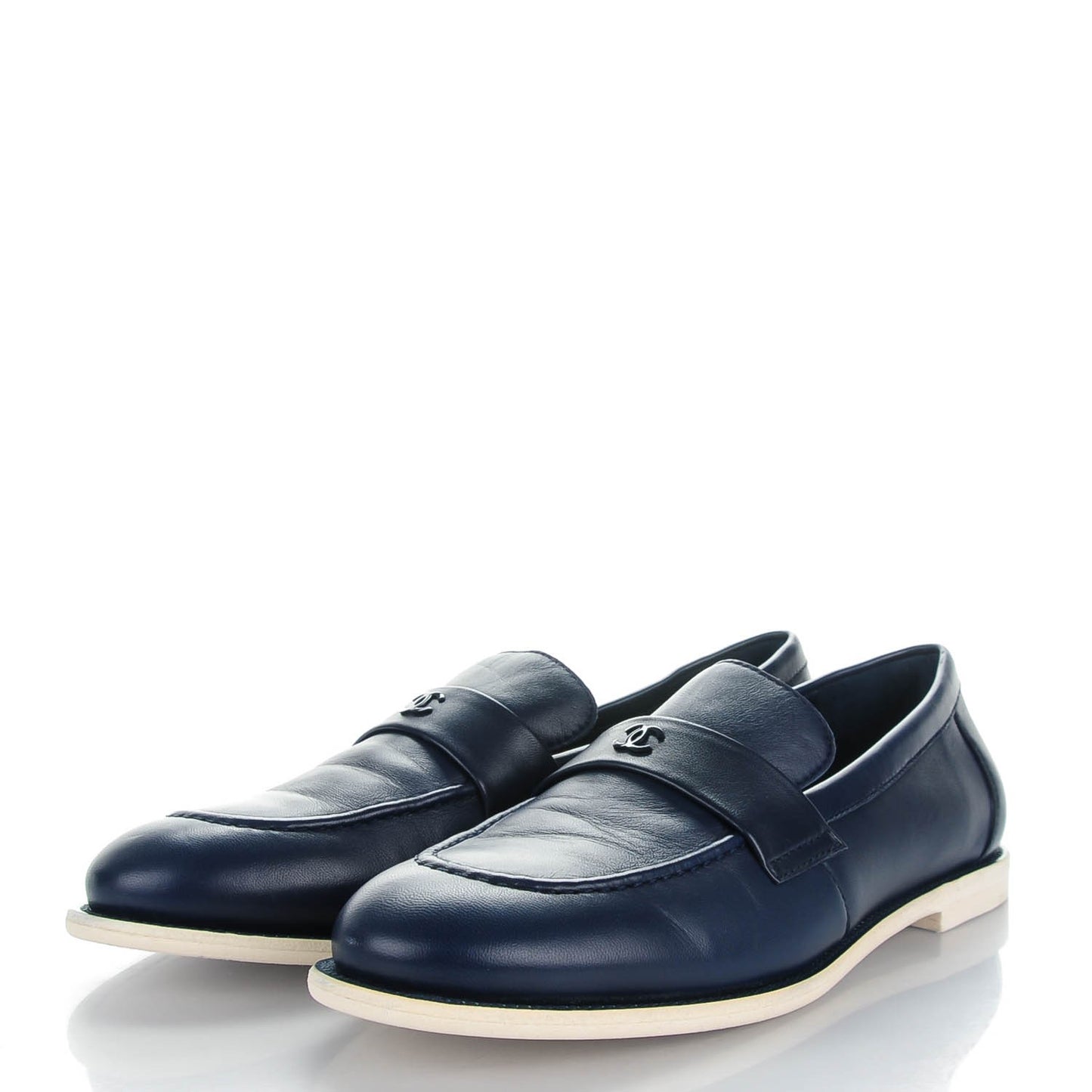 Lambskin CC Mocassin Loafers 40 Navy