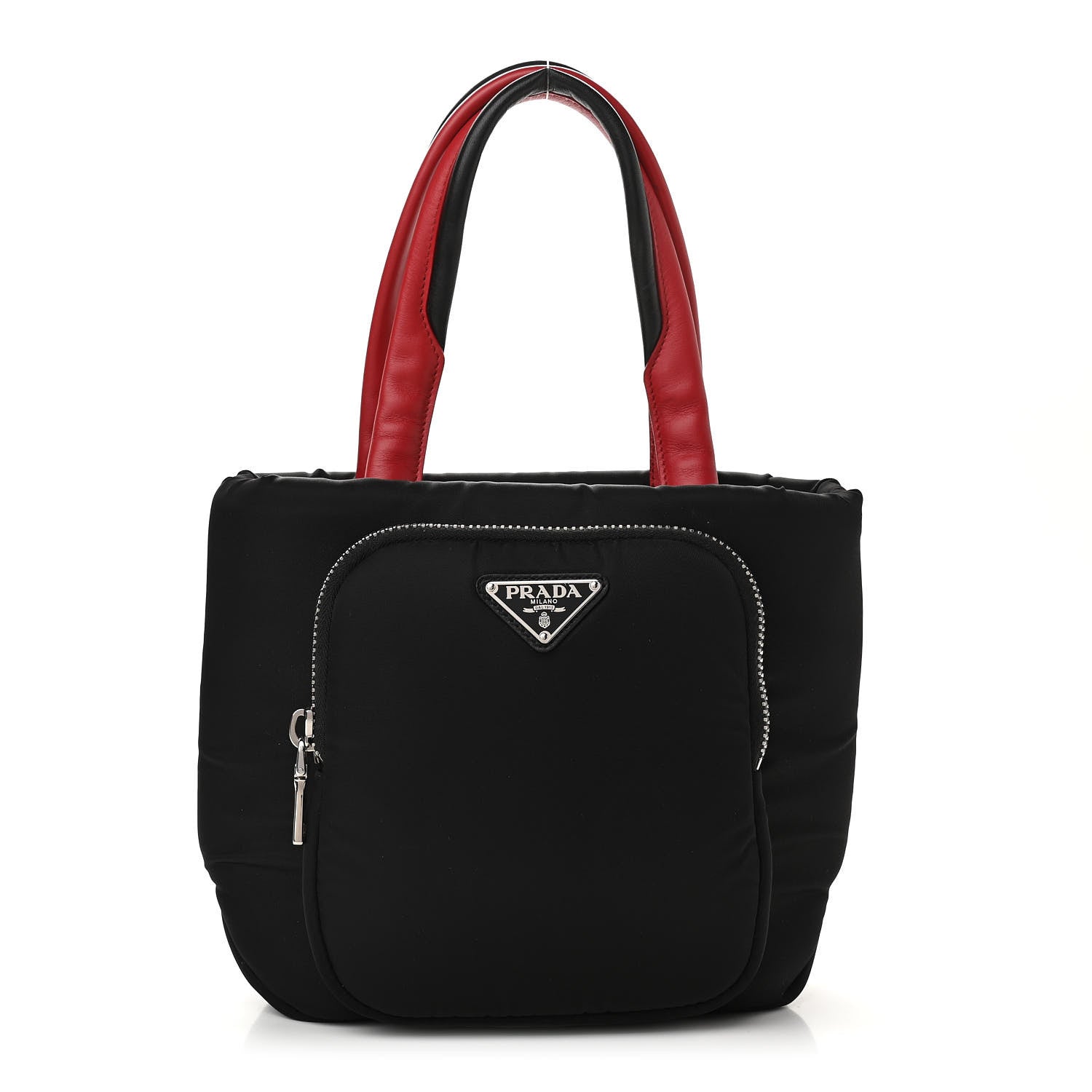 Prada Tessuto Nylon Pocket Small Cargo Tote Black Rosso 1 of 10