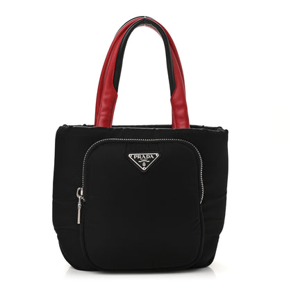 Prada Tessuto Nylon Pocket Small Cargo Tote Black Rosso 1 of 10