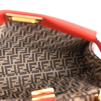 Fendi Vitello Seta Suede FF Mini Peekaboo Iconic Satchel Tulipano Miele Moro 5 of 12