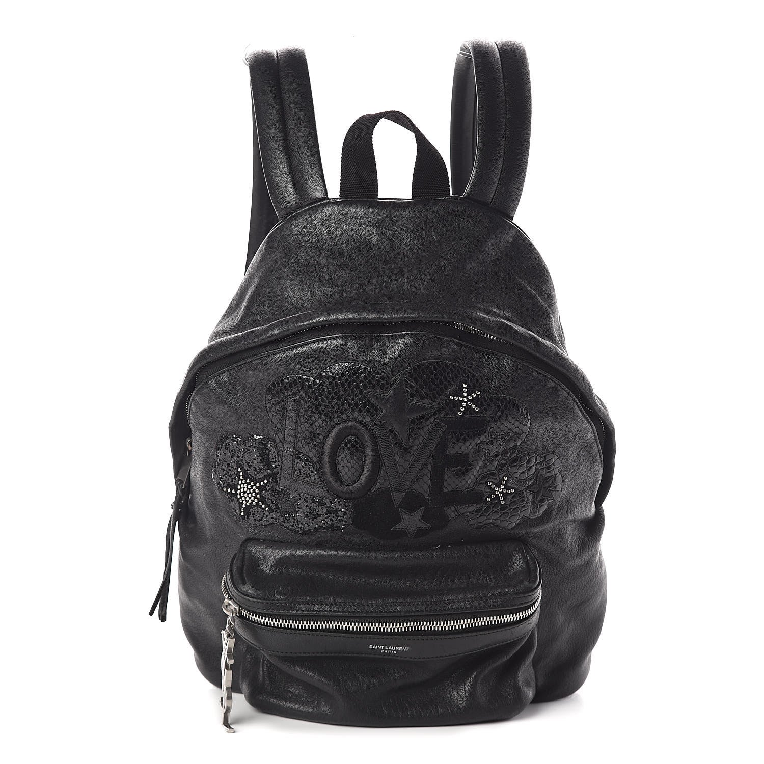 Saint Laurent Sheepskin Mini Love Appliqué City Backpack Black 1 of 9