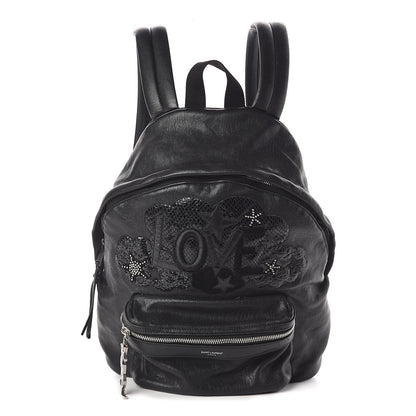 Saint Laurent Sheepskin Mini Love Appliqué City Backpack Black 1 of 9