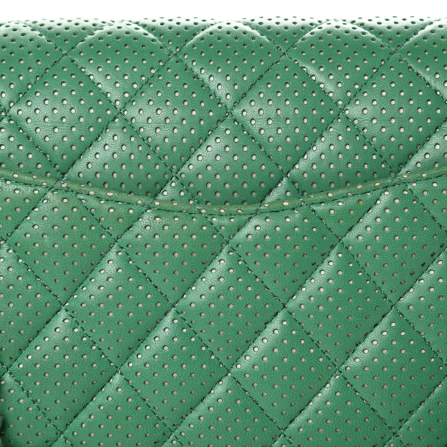 Lambskin Perforated Medium Double Flap Green