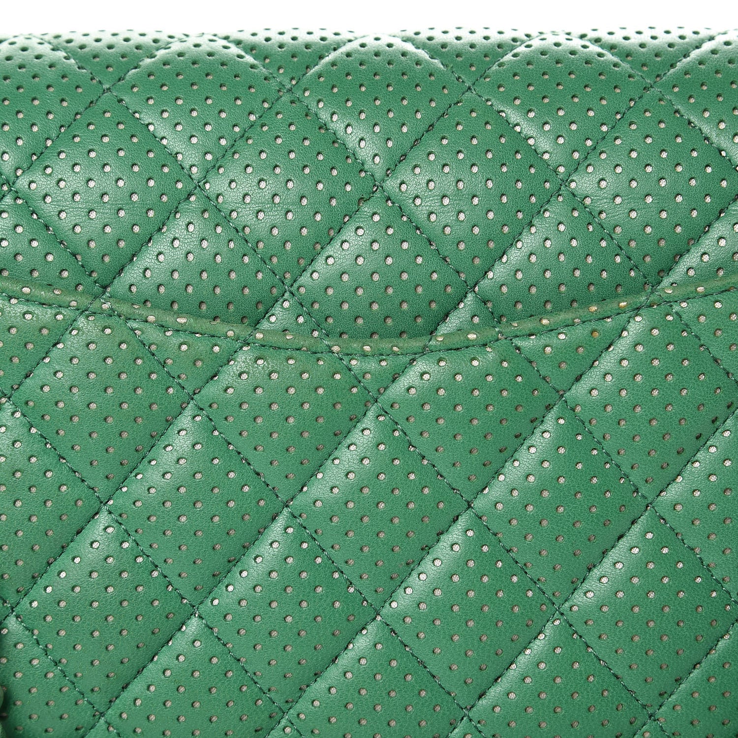 Chanel Lambskin Perforated Medium Double Flap Green 15 of 15
