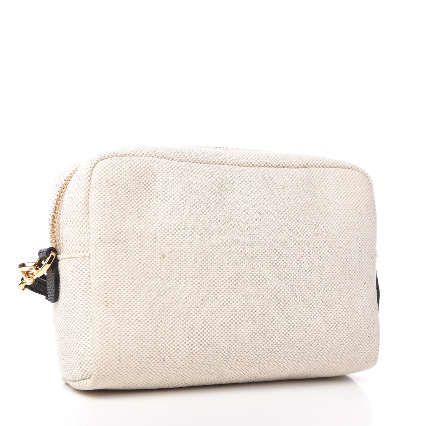 Canvas Saffiano Necessaire Wristlet Pouch Naturale Black