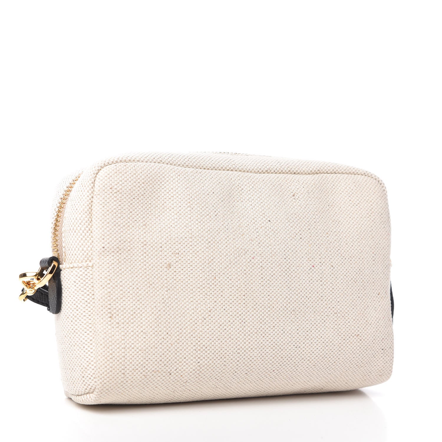 Prada Canvas Saffiano Necessaire Wristlet Pouch Naturale Black 3 of 10