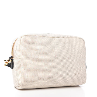 Prada Canvas Saffiano Necessaire Wristlet Pouch Naturale Black 3 of 10