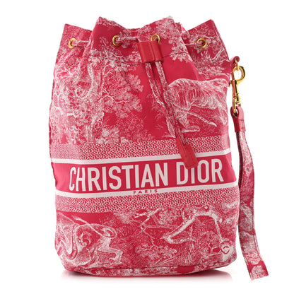 Christian Dior Technical Fabric Embroidered Toile De Jouy DiorTravel Pouch Fuchsia 1 of 9