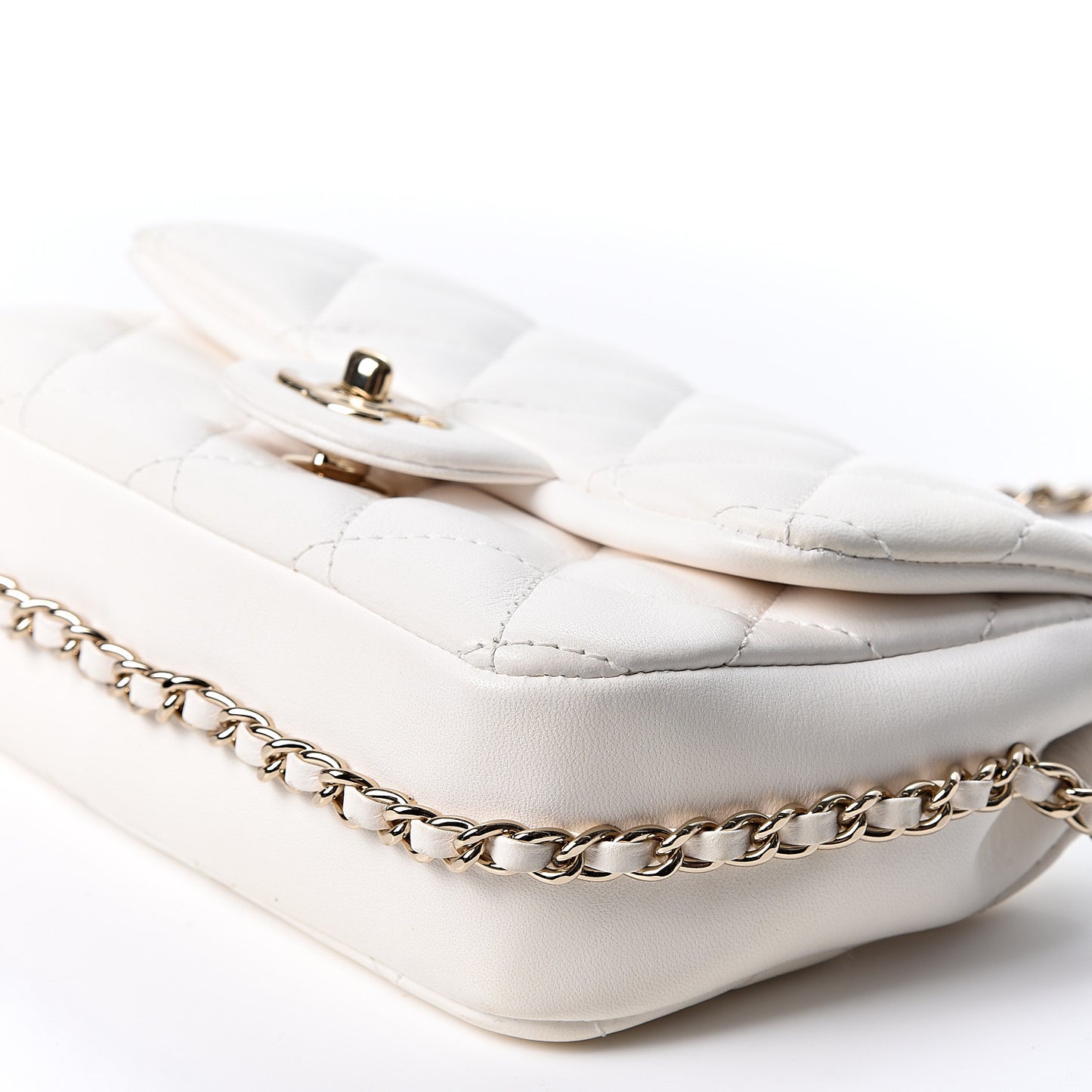 Lambskin Quilted Mini My Precious Flap White