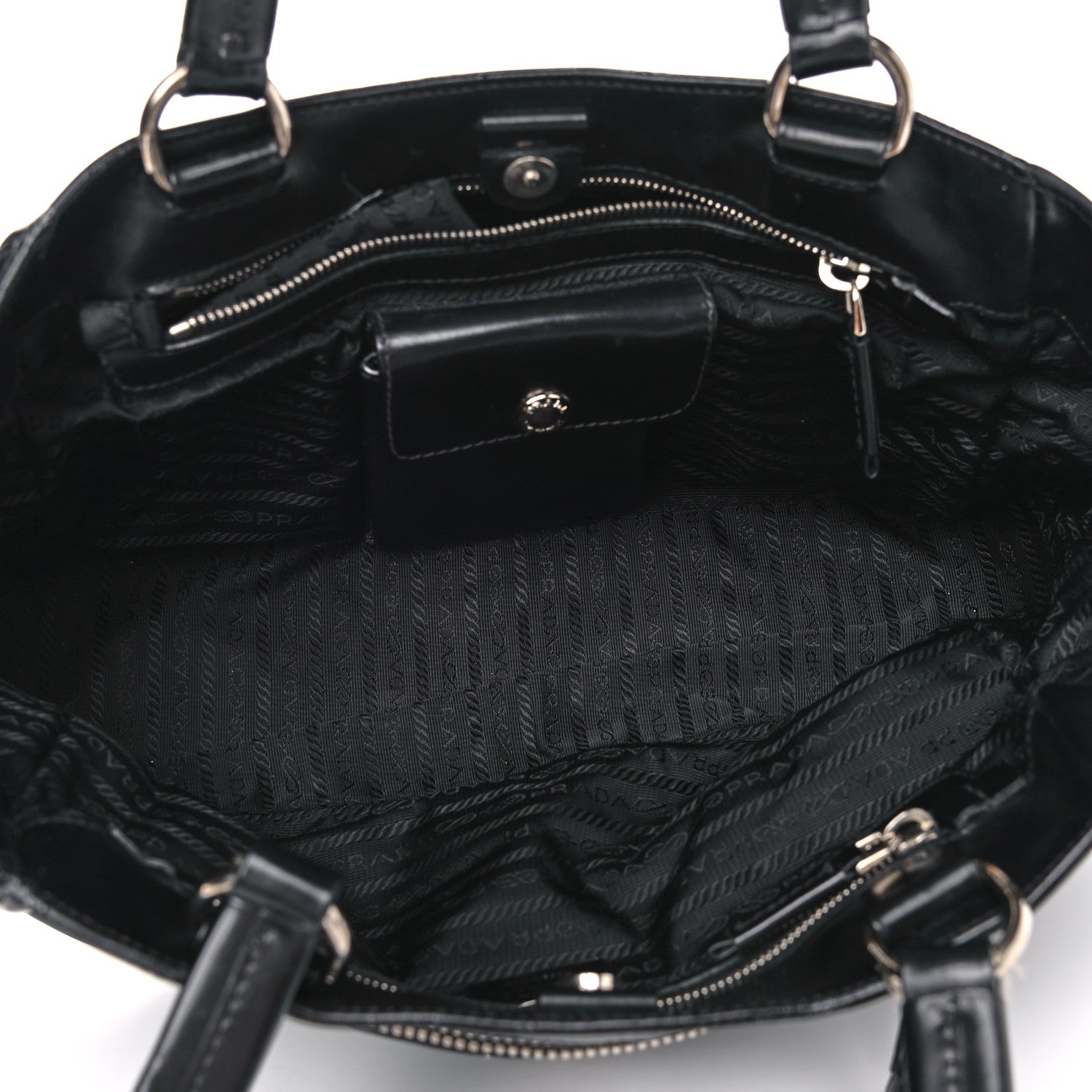 Prada Tessuto Nylon Soft Calfskin Shoulder Bag Black 4 of 15