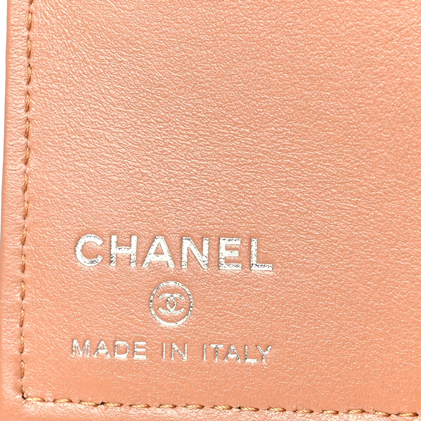 Grained Calfskin Quilted Card Holder Wallet Brown