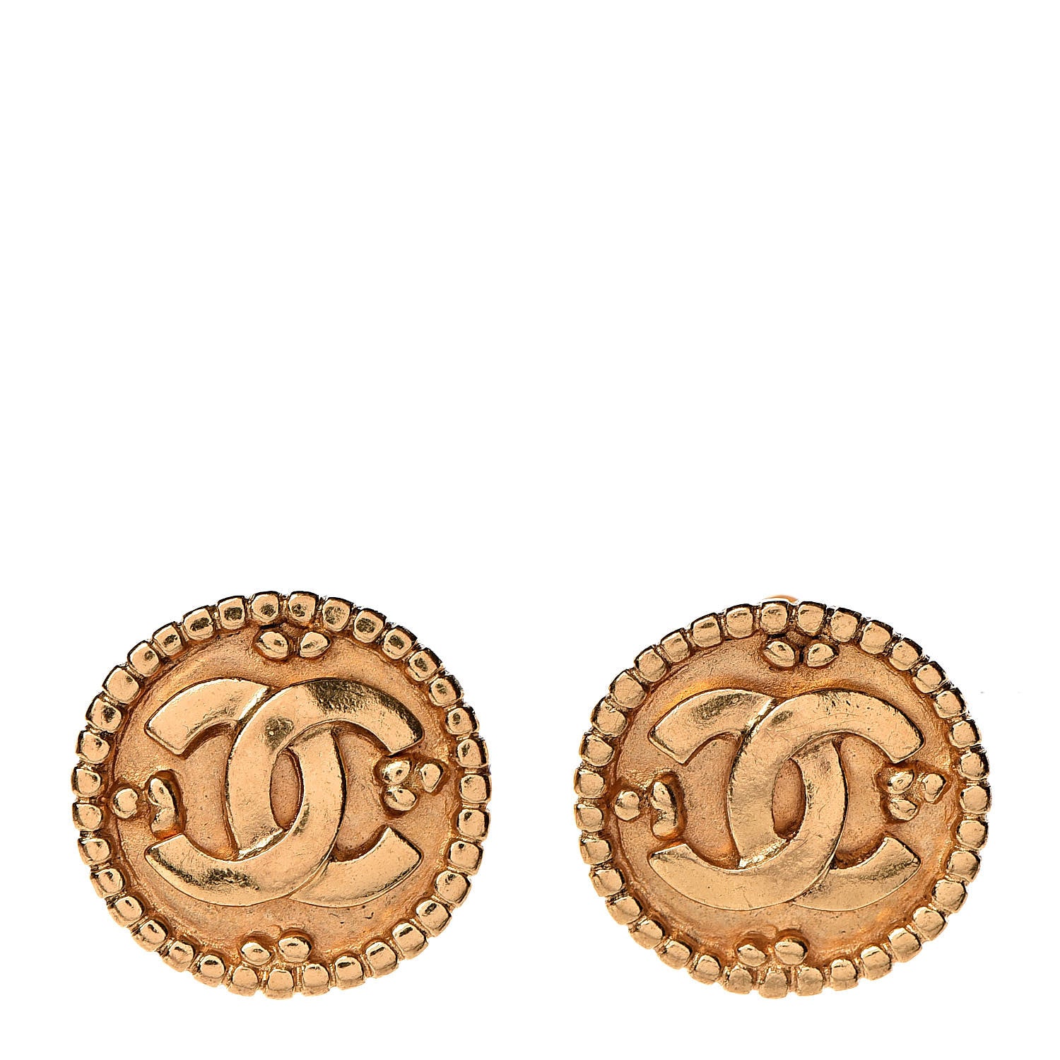 Chanel CC Button Clip On Earrings Gold 1 of 5