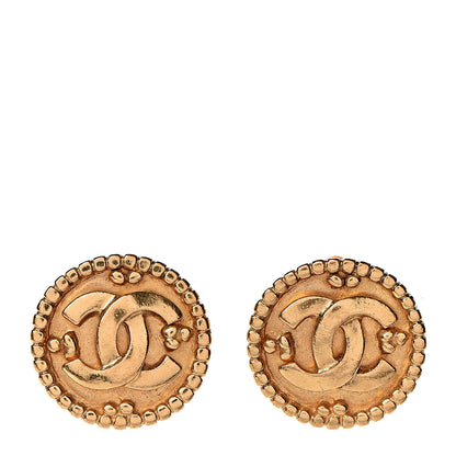 Chanel CC Button Clip On Earrings Gold 1 of 5
