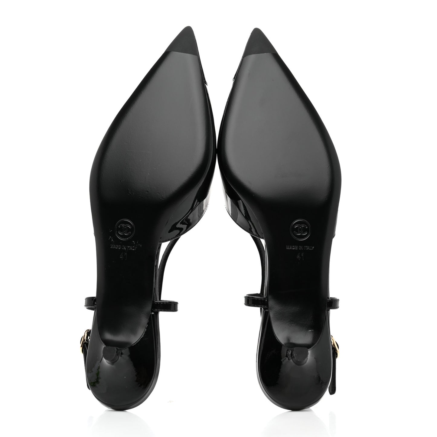 Patent CC Low Heel Slingback 41 Black