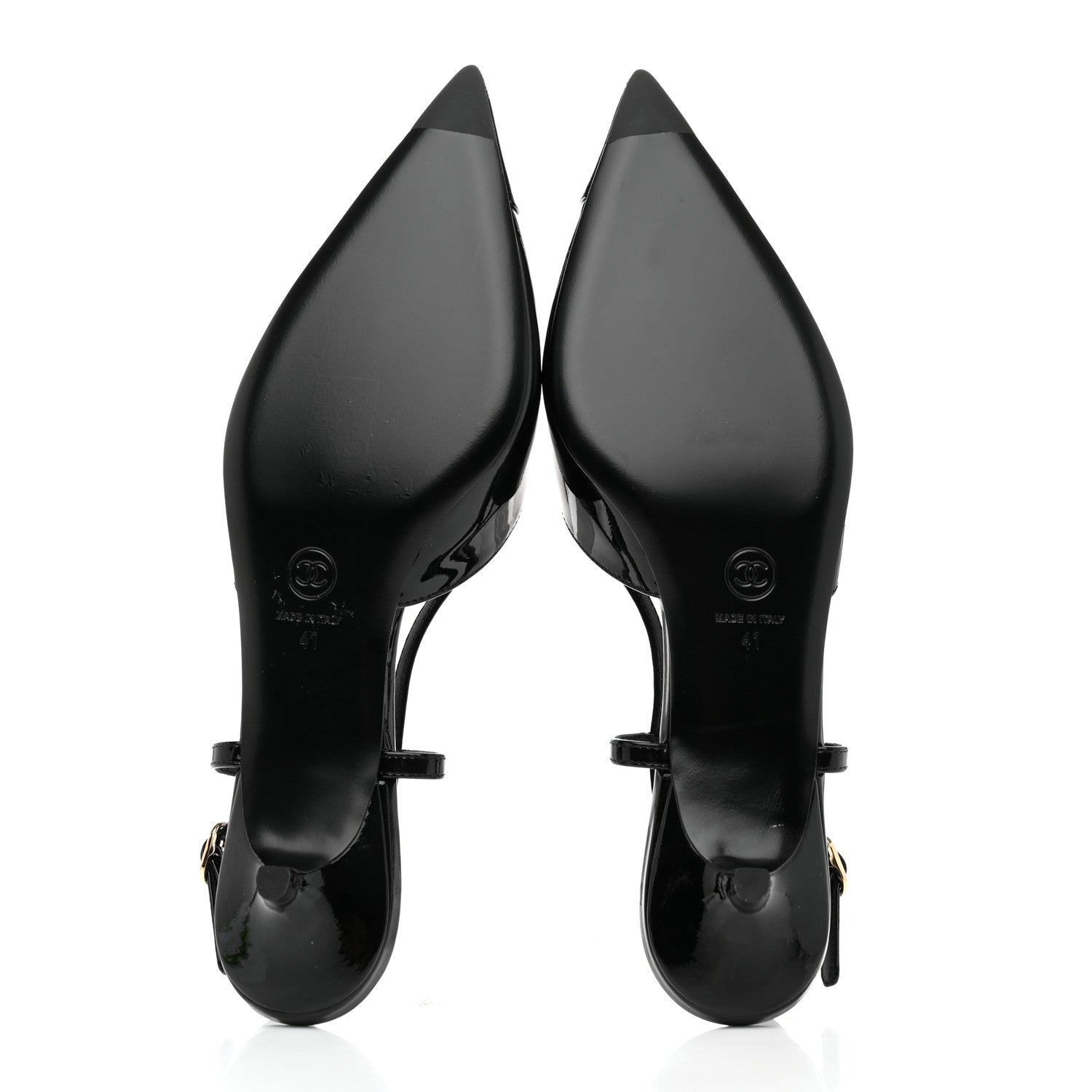 Chanel Patent CC Low Heel Slingback 41 Black 5 of 8