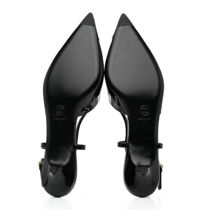 Chanel Patent CC Low Heel Slingback 41 Black 5 of 8
