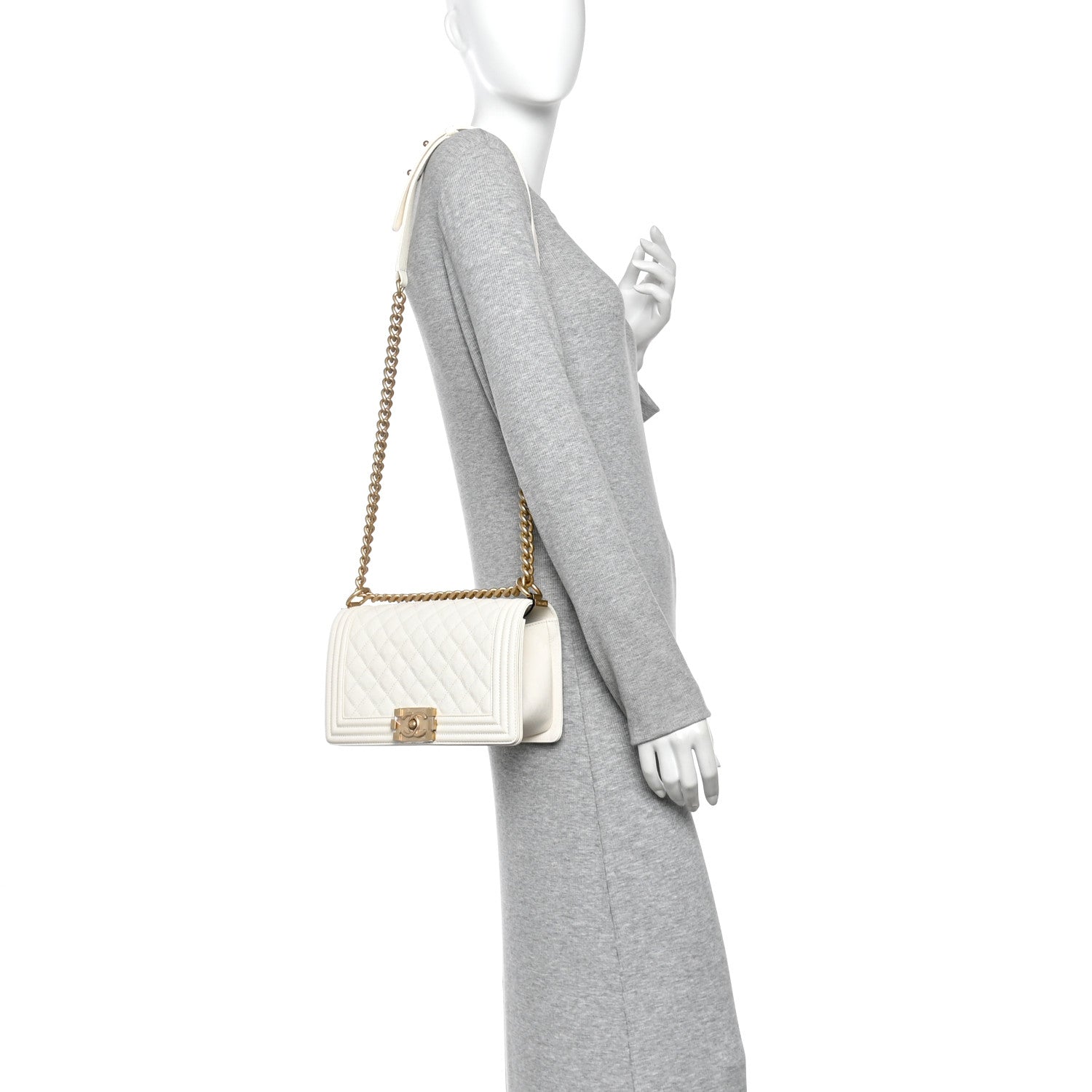 Chanel Caviar Quilted Medium Boy Flap White 2 of 11