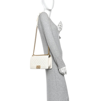Chanel Caviar Quilted Medium Boy Flap White 2 of 11