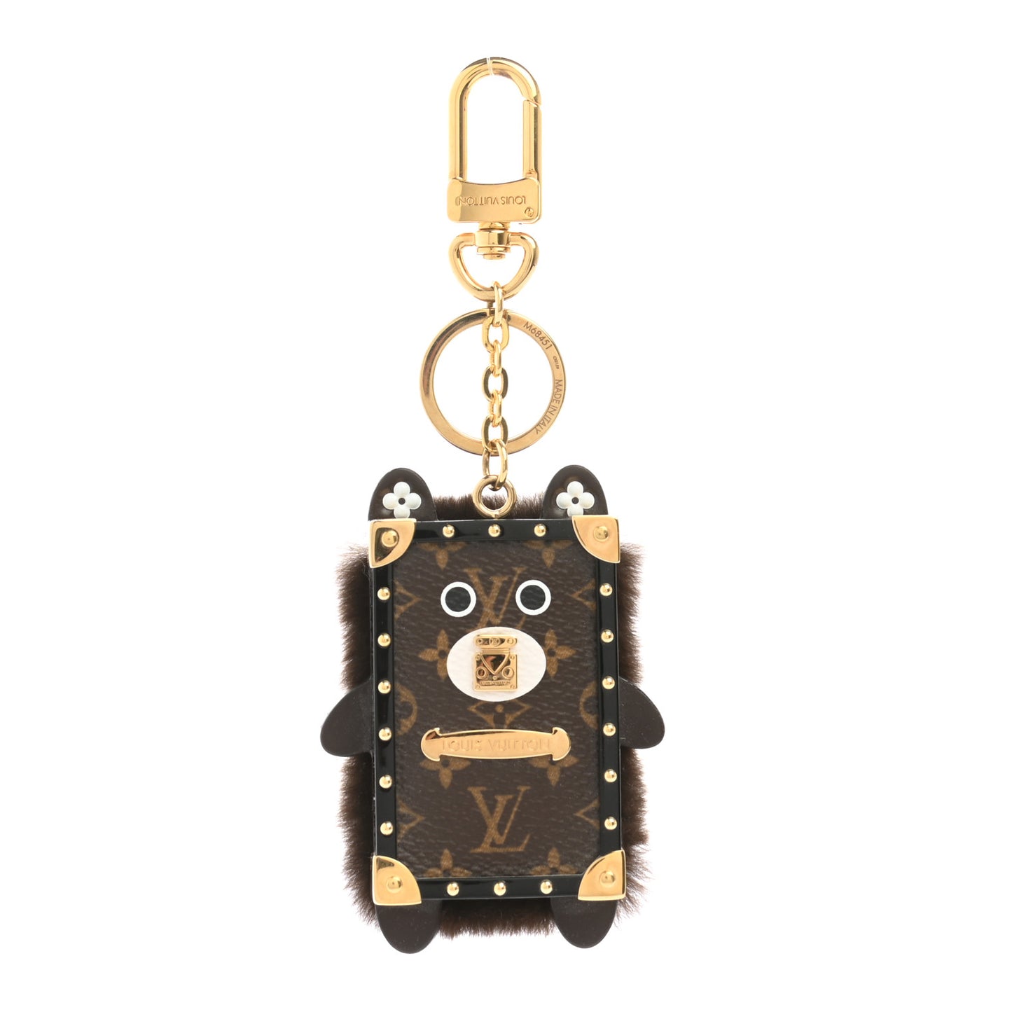 Wild Fur Monogram Eye-Trunk Bear Bag Charm