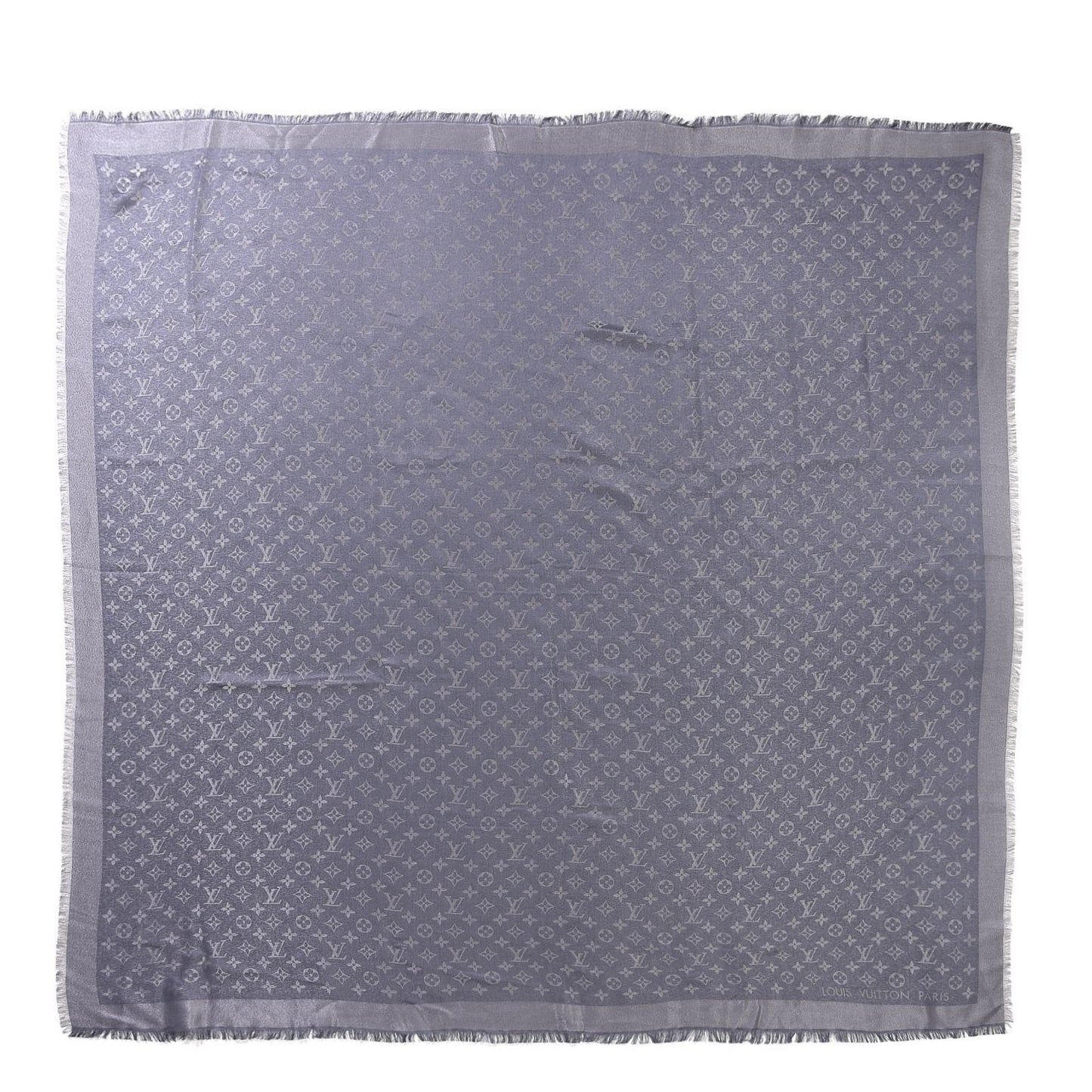 Silk Lurex Wool Monogram Shine Shawl Charcoal Grey