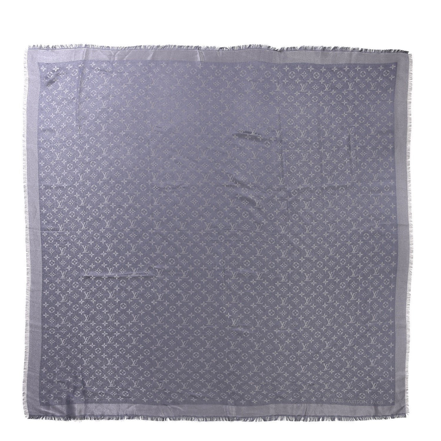 Louis Vuitton Silk Lurex Wool Monogram Shine Shawl Charcoal Grey 1 of 6