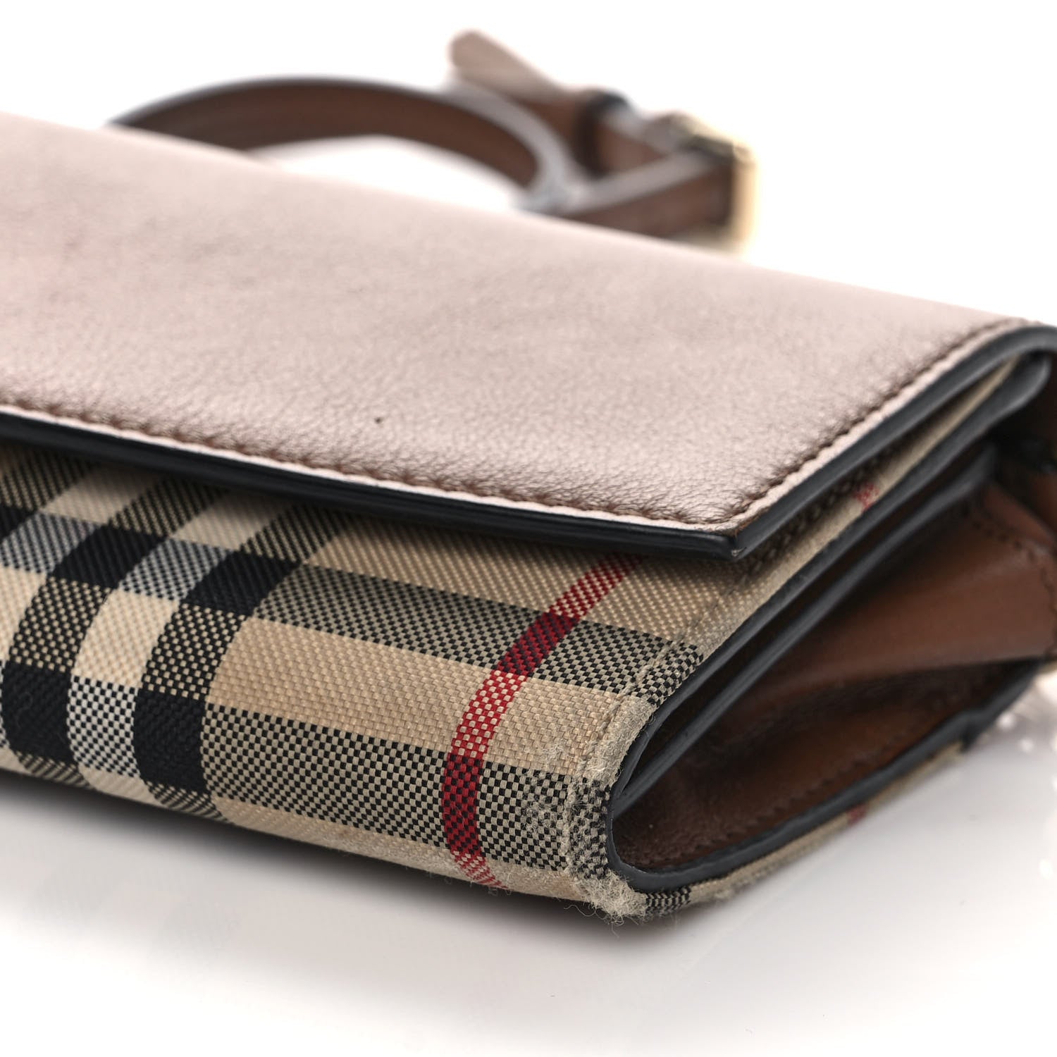 Burberry Calfskin Horseferry Check Henley Wallet On Chain Tan 8 of 11