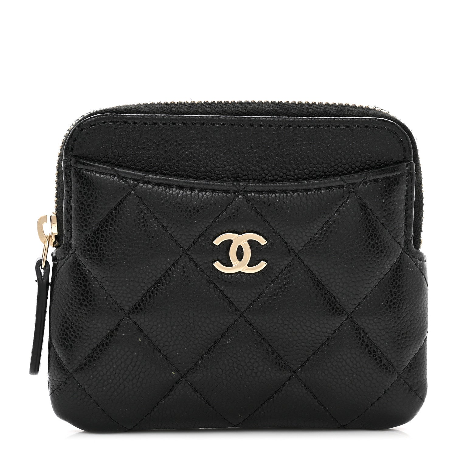 Chanel Caviar Quilted Zip Card Holder Wallet Black 1 of 8