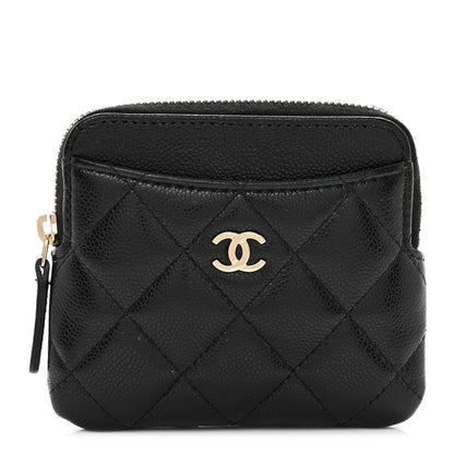 Chanel Caviar Quilted Zip Card Holder Wallet Black 1 of 8