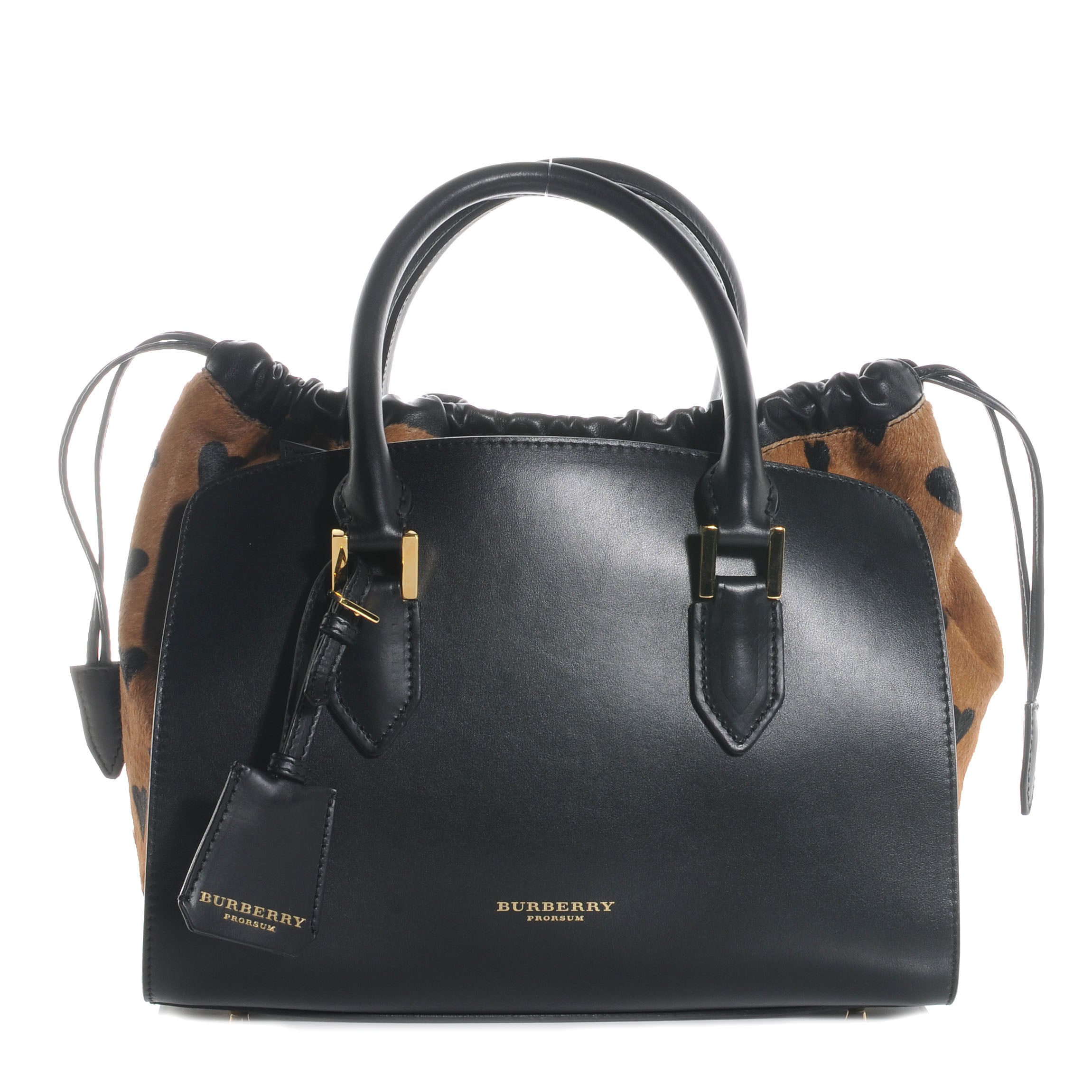 ♥Burberryバッグ♥ Burberry Black Grained Leather Ardwell Medium Zip Tote Bag