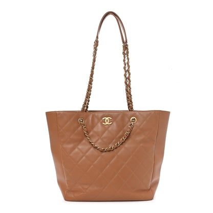 Chanel Lambskin Quilted Shopping Tote Brown 1 of 10