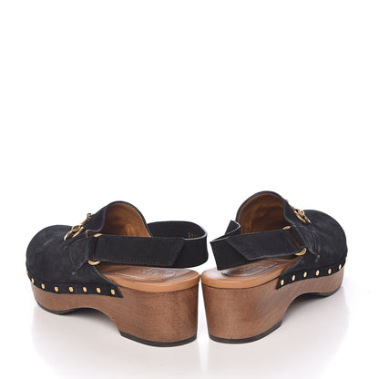 Gucci Suede Horsebit Amstel Slingback Clogs 38.5 Black 6 of 17