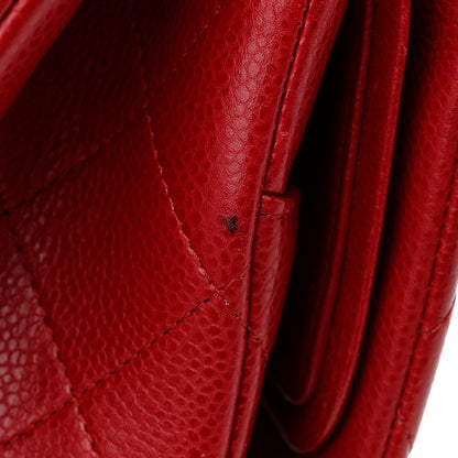 Chanel Caviar Quilted Jumbo Double Flap Red 16 of 17