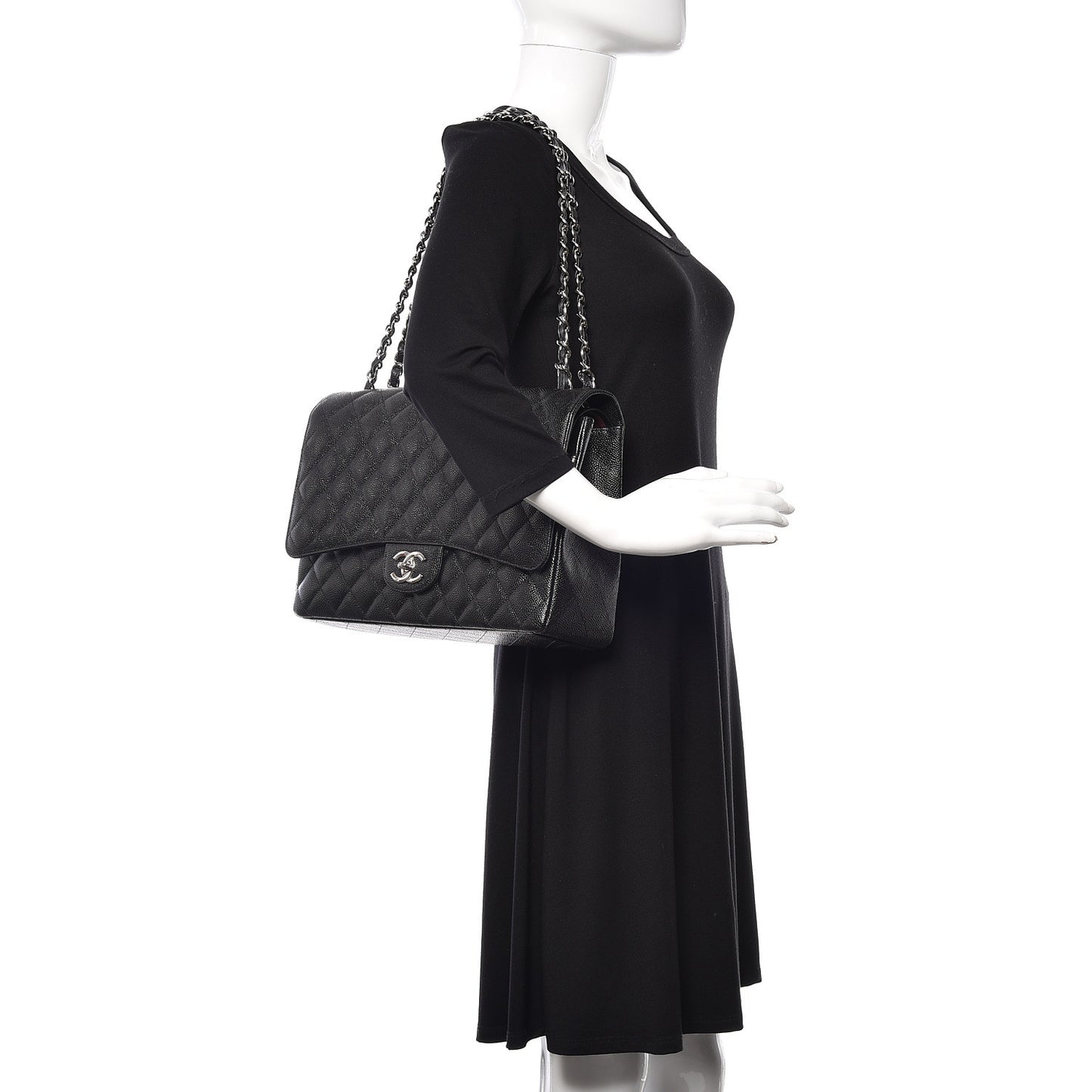 Caviar Quilted Maxi Double Flap Black