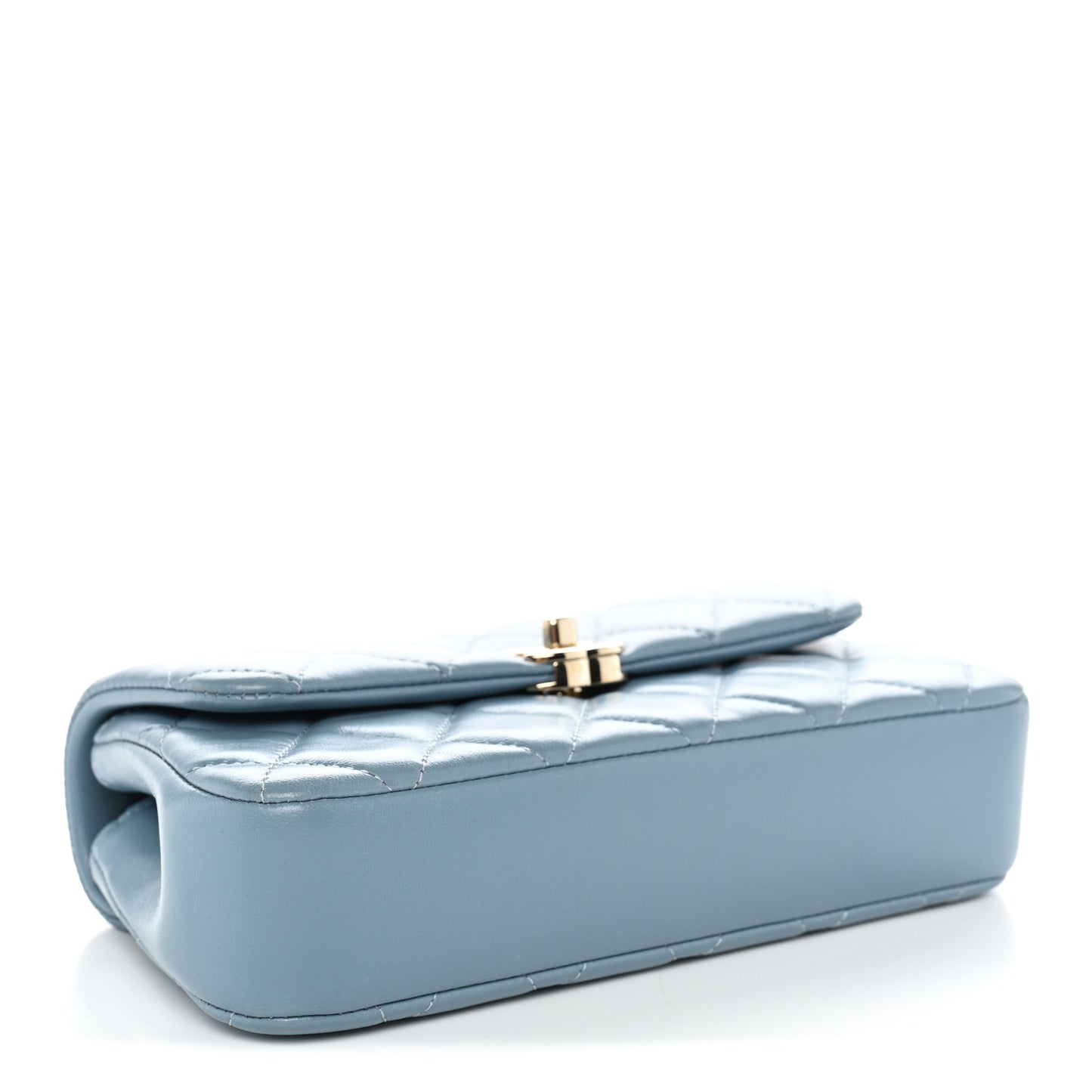 Lambskin Quilted Rectangular Phone Holder Clutch With Chain Dark Blue