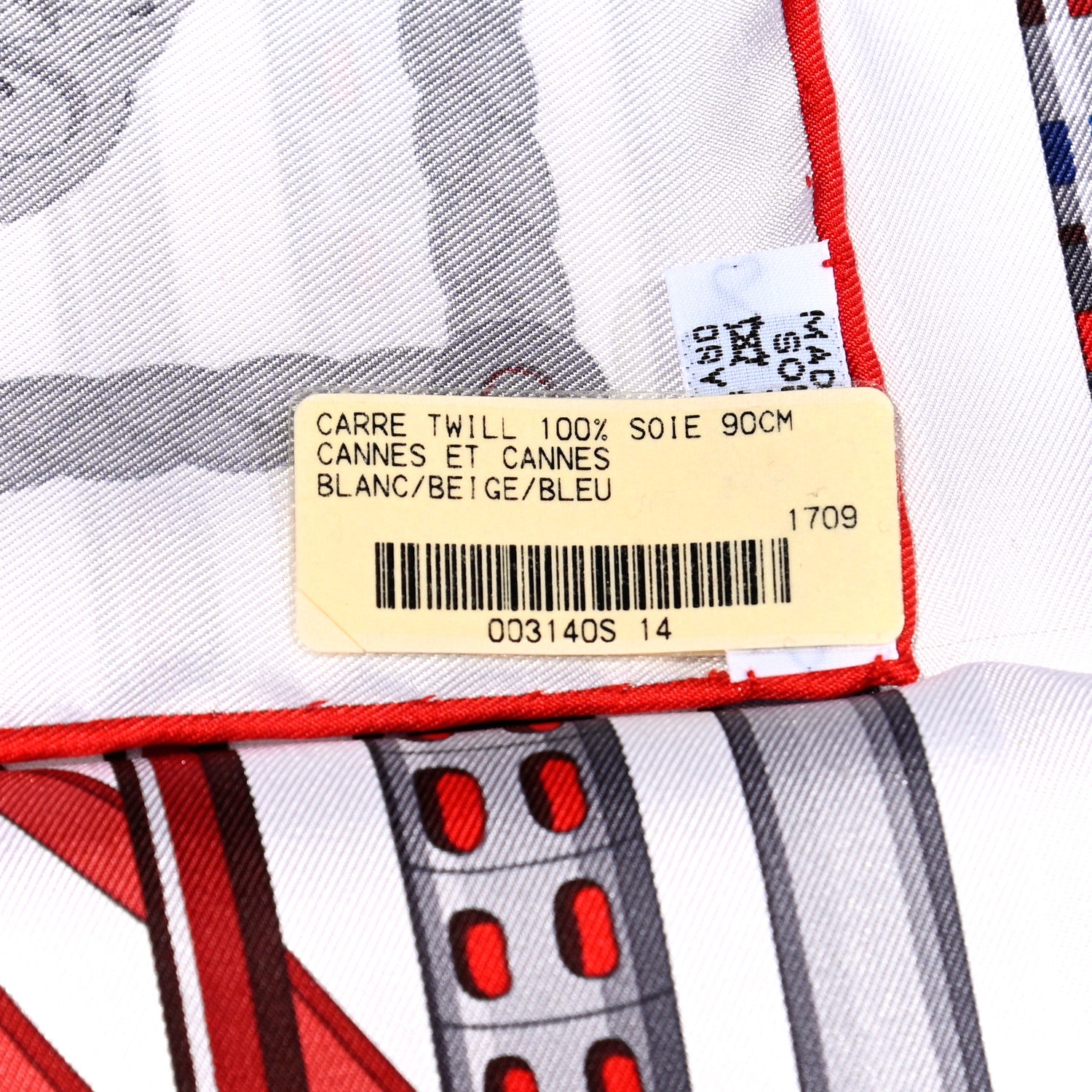 Hermes Silk Cannes Et Cannes Scarf 90 Blanc Beige Bleu 4 of 4