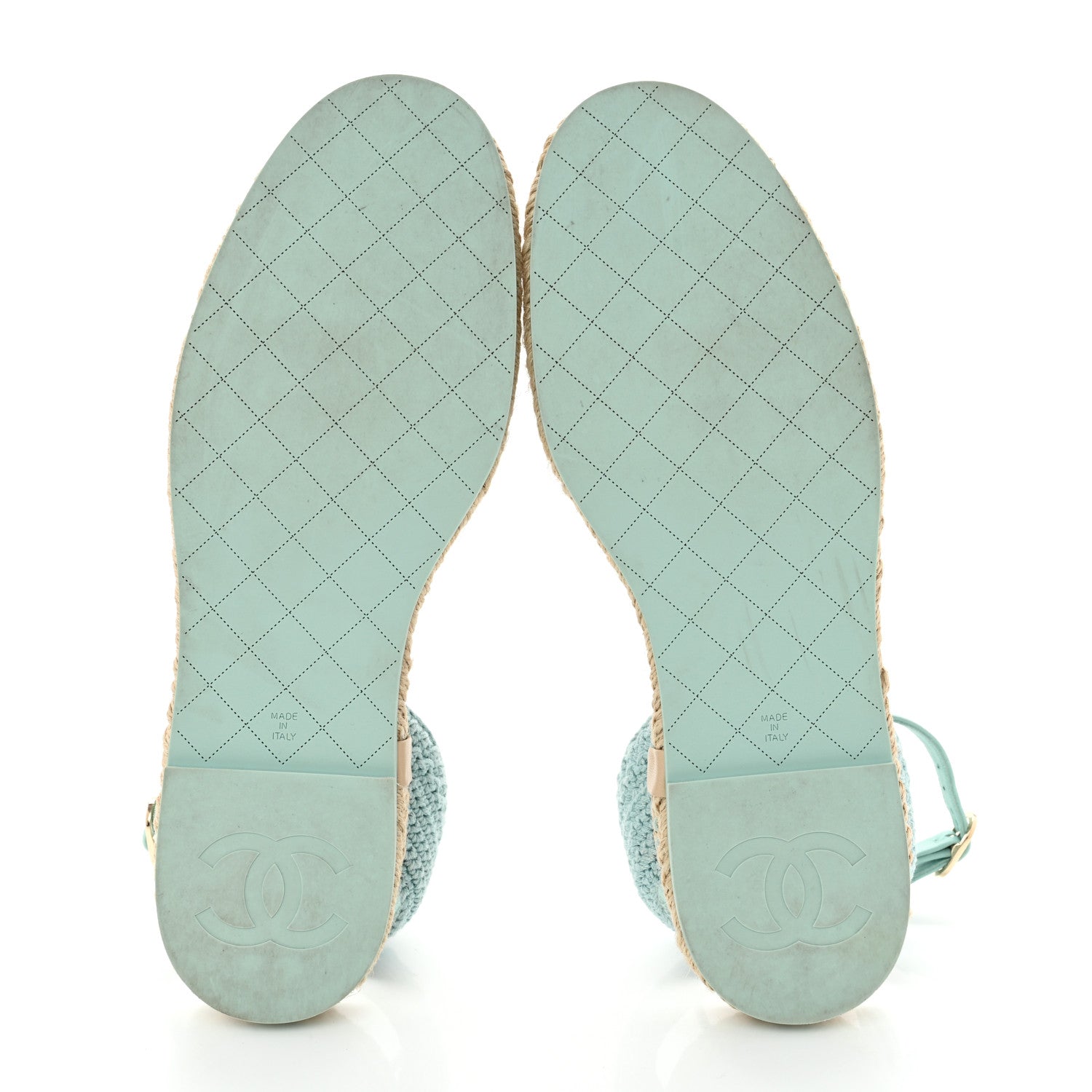 Chanel Embroidery Grosgrain CC Espadrilles 41 Light Blue Black 5 of 12