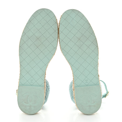 Chanel Embroidery Grosgrain CC Espadrilles 41 Light Blue Black 5 of 12
