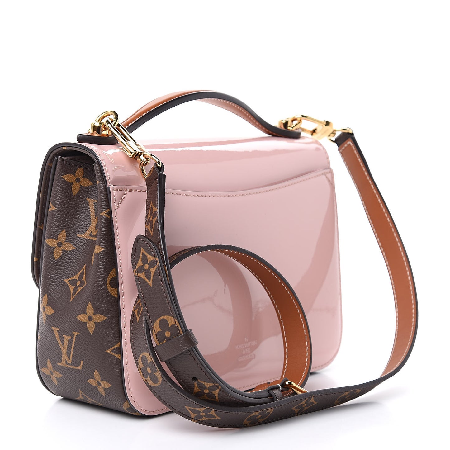 Patent Calfskin Monogram Cherrywood BB Rose Ballerine