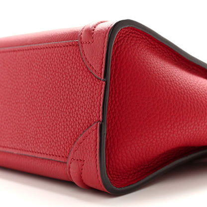 Celine Drummed Calfskin Nano Luggage Red 9 of 17