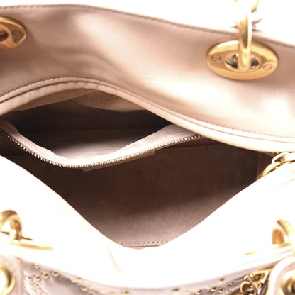 Christian Dior Calfskin Cannage Studded Medium Supple Lady Dior Metallic Beige 4 of 10
