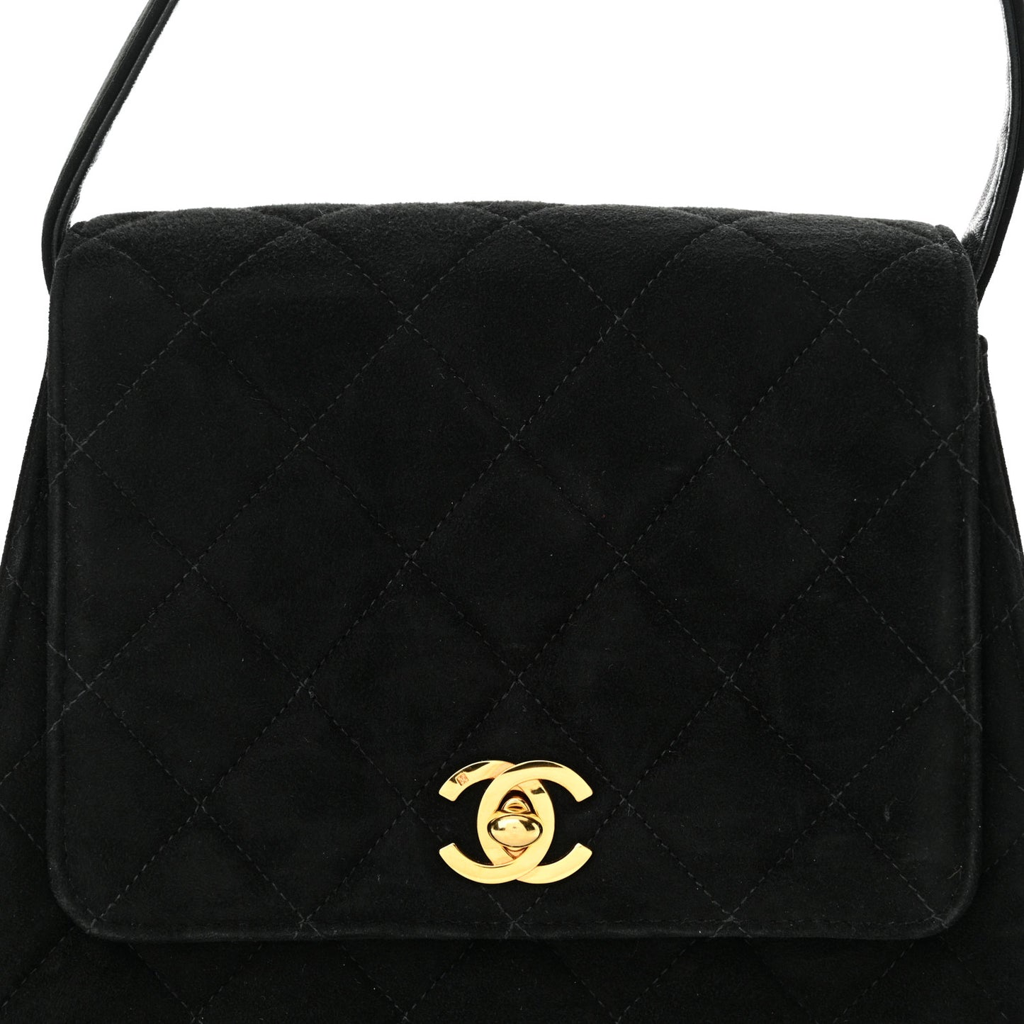 Suede Quilted Shoulder Bag Black