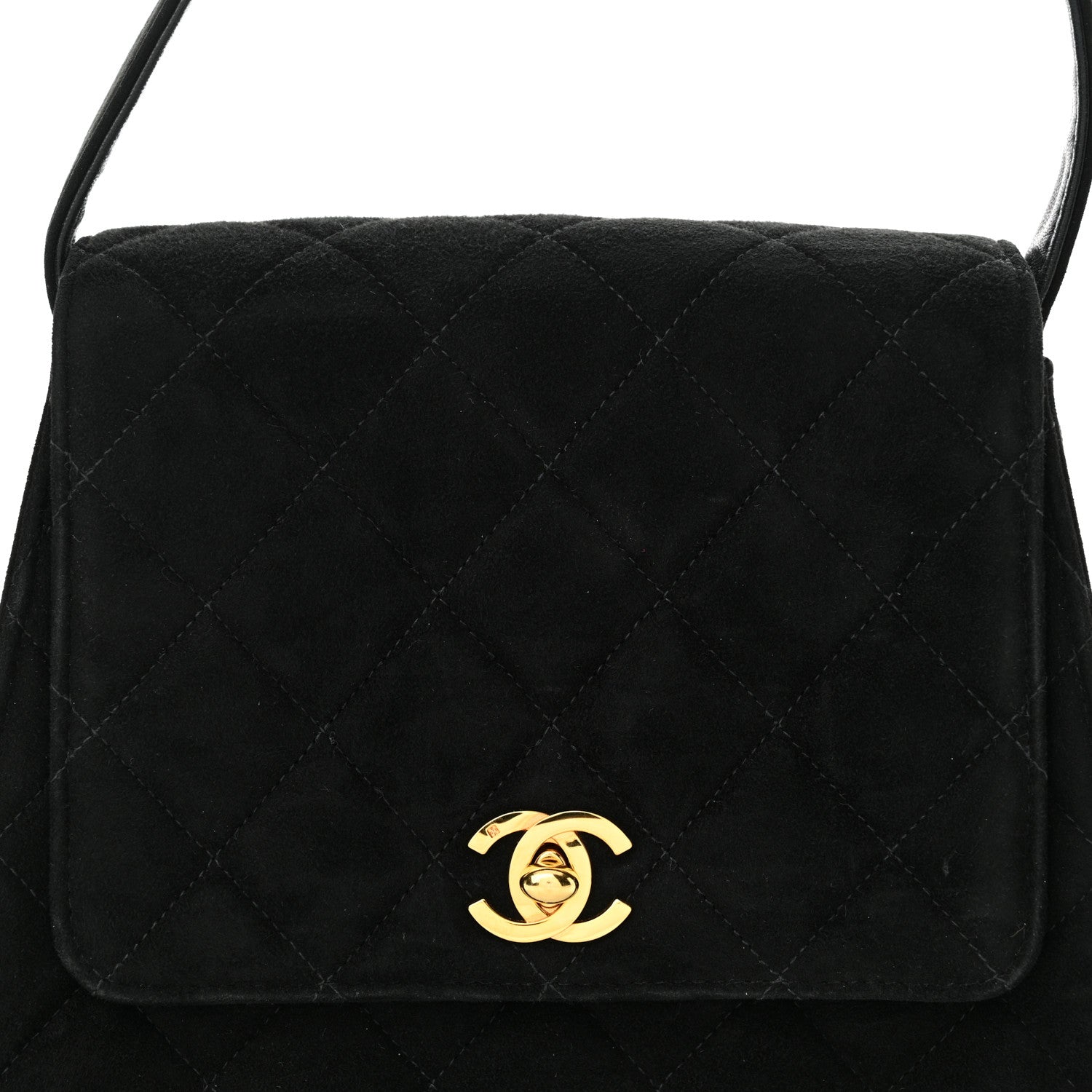 Chanel Suede Quilted Shoulder Bag Black 9 of 12