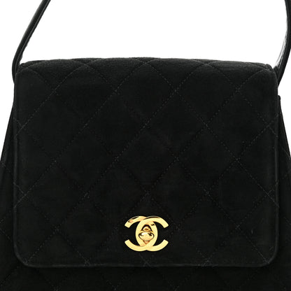 Chanel Suede Quilted Shoulder Bag Black 9 of 12