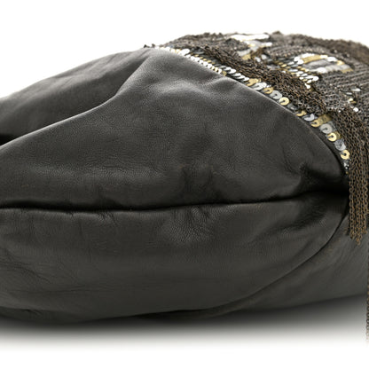 Valentino Garavani Nappa Sequin Chain Glam Tote Dark Grey 9 of 17